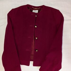 Women's Burgundy Jacket From Viyella Gold Buttons. US 6, UK 10, Made In England